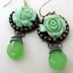 Mint Rose Earrings