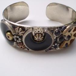 silver metal steampunk cuff bracelet