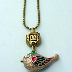enameled bird necklace